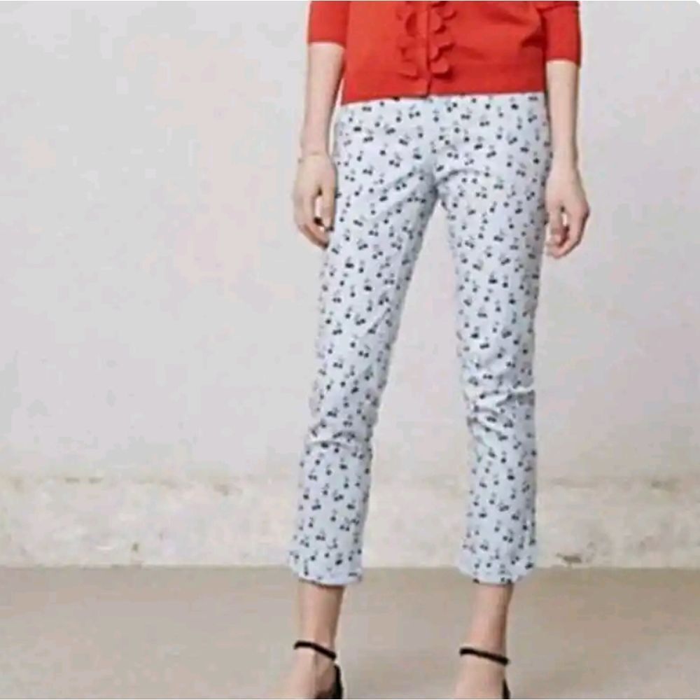 Anthropologie Cartonnier Cherry Charlie Trouser Cropped Pants Size 6